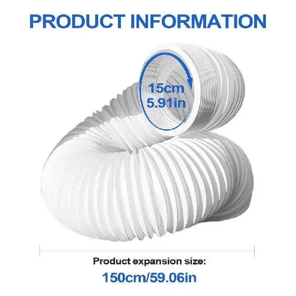 Universal Flexible Exhaust Hose 15cm Diameter Extendable 150cm for Portable AC and Dehumidifiers White