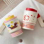 Ladies Insulated Travel Mug with Cheerful Apple Design Leak-Proof Hot Cold Cup