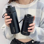 Women's Stainless Steel Insulated Water Bottle with Flip Lid Ergonomic Design