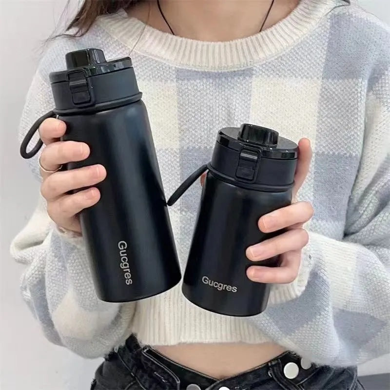 Women's Stainless Steel Insulated Water Bottle with Flip Lid Ergonomic Design