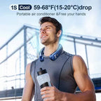 Portable Neck Cooling Fan USB Rechargeable Hands-Free Adjustable Airflow with LED Display