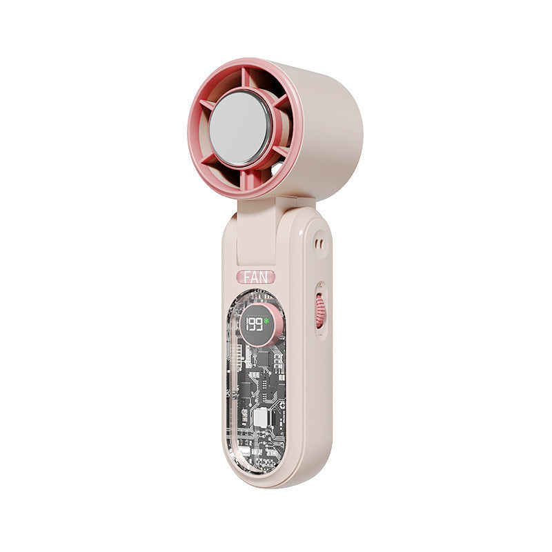 Compact Hand Fan with Intelligent Temperature Display Portable Adjustable Speed