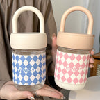 Women’s Glass Water Bottle with Ergonomic Carrying Handle Durable Stylish Reusable