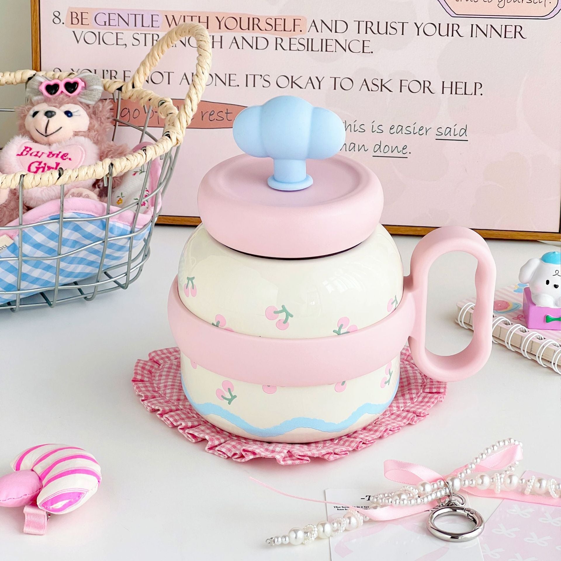 Creative Ceramic Teapot with Fruit Pattern Ergonomic Handle Easy to Clean Stylish Tea Pot