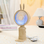 Portable Mini Hand Fan for Women USB Rechargeable Lightweight with Flexible Mounting and Cute Ear Design