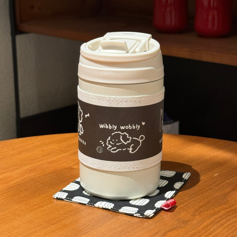 Women’s Insulated Thermo Mug with Cute Animal Design Leak-Proof Lid Ergonomic Handle