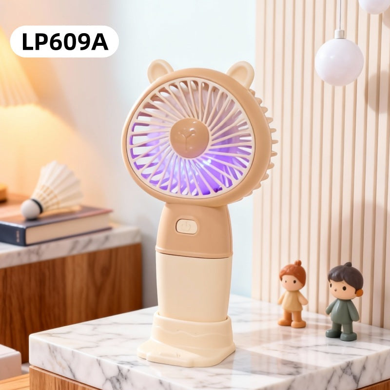 Rechargeable Portable Hand Fan With Bear Design Quiet Child-Safe Table And Handheld Fan