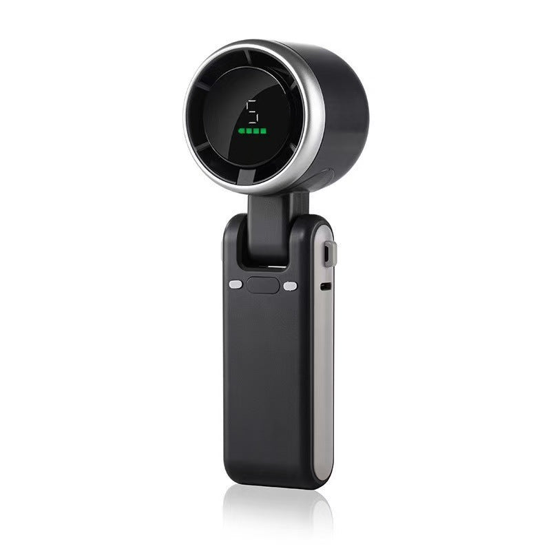 Compact Foldable Handheld Fan with Digital Battery Display and Adjustable Tilt Head