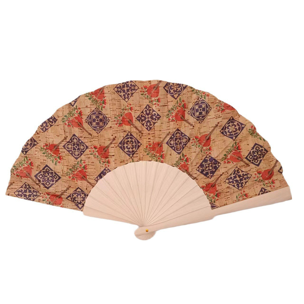 Handmade Cork and Wood Ladies Fan Lightweight Elegant Portable Accessory