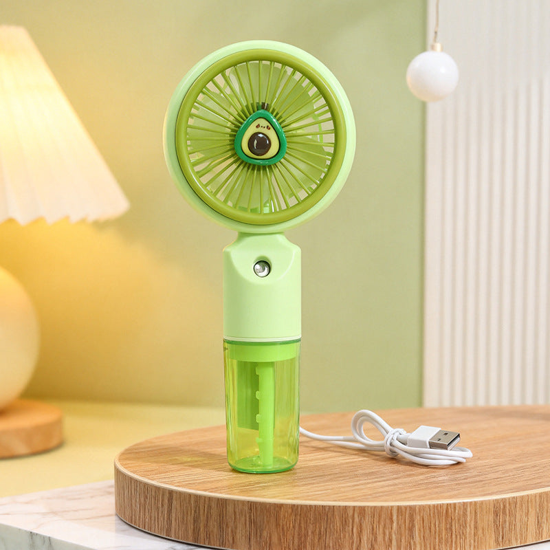 Portable Mini Fan With Integrated Spray Function USB Rechargeable Adjustable Speed