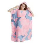 Women’s Colorful Hooded Bath Tunnel Lightweight Quick-Dry Cover-Up for Beach Pool Home