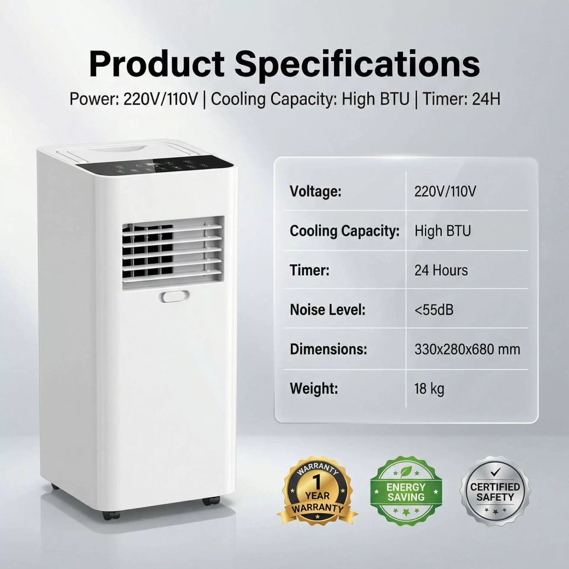 Portable Air Cooler Compact Tower Rapid-Cool Digital Touch Controls Wheels