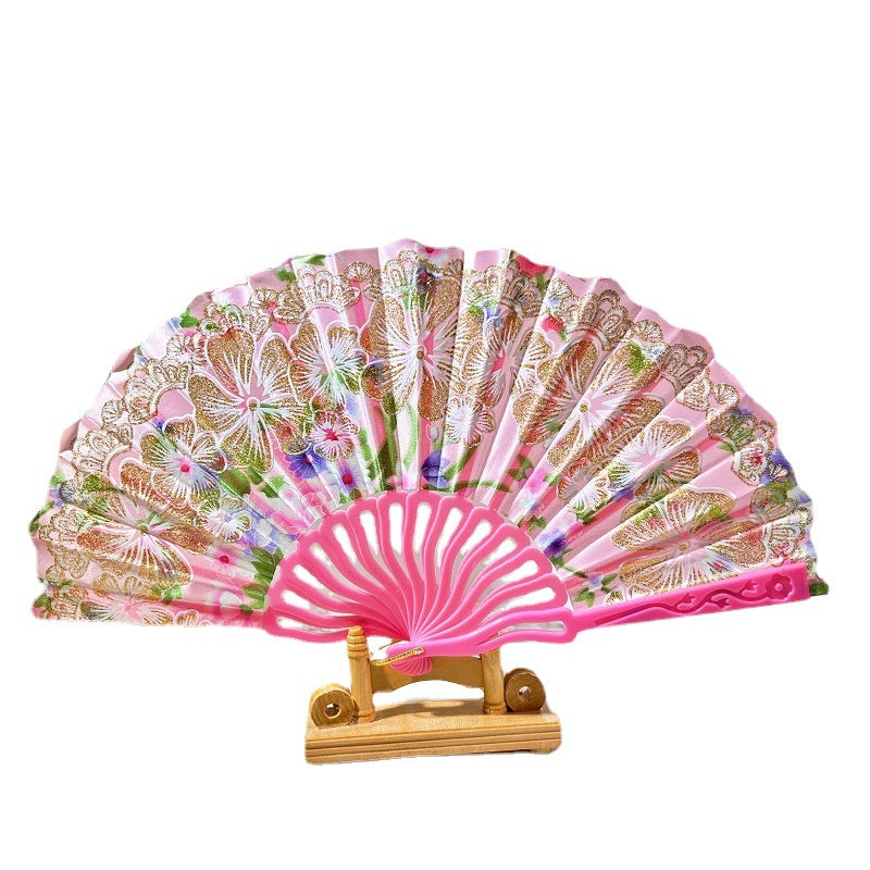 Ladies Handmade Fan Lightweight Elegant Fabric and Wood Accessory