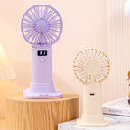 USB Rechargeable Handheld Fan with LCD Display and Three Speeds Compact Portable