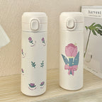 Women's Insulated Stainless Steel Water Bottle Leak-Proof Flip Top Floral Design