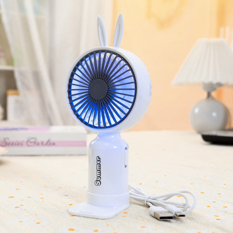 Portable USB Mini Fan with Folding Stand and LED Night Light Quiet Desk Fan