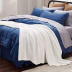 Brehn Women’s Knitted Cotton Throw Blanket Cozy Soft Wavy Design Machine Washable