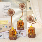 Portable Table Fan USB Powered Cute Bear Design Adjustable Speeds Compact Quiet Operation