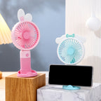 Women's Handheld Fan USB Rechargeable Portable Cute Animal Design Quiet Adjustable Speed