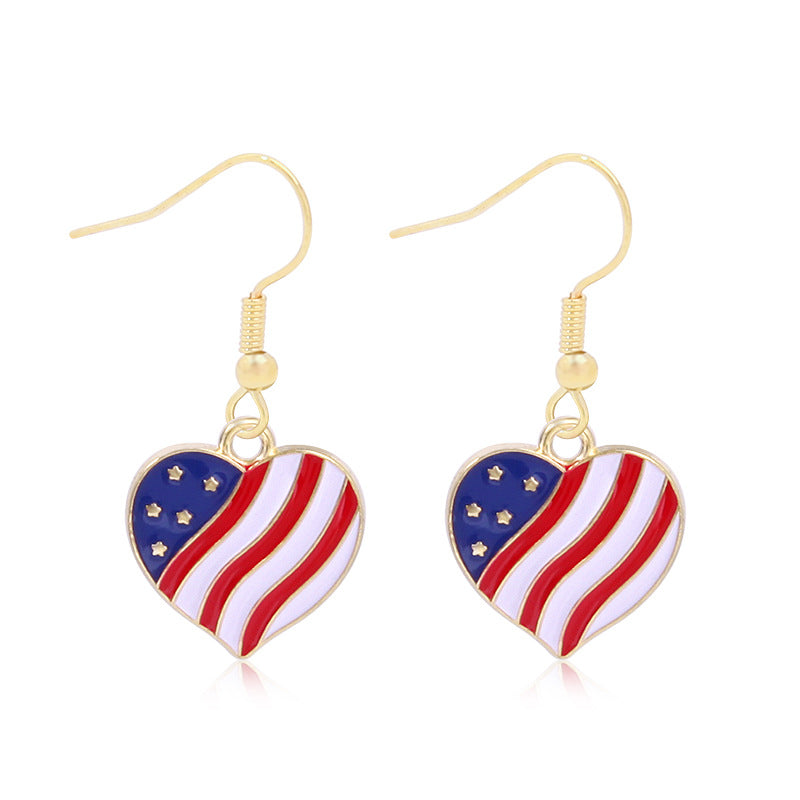 Women's Lightweight Star Earrings Enamel Flag Design Fishhook Closure Zinc Alloy