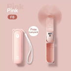 Foldable Rechargeable Portable Mini Fan with USB Power Bank and Lanyard Unisex One Size