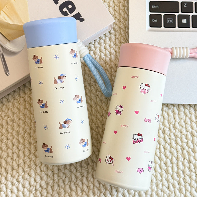 Women’s Insulated Water Bottle 500ml BPA-Free Plastic Leakproof with Carrying Strap and Playful Design
