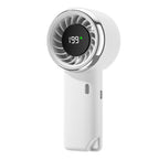 Women's Portable Hand Fan with Digital Temperature Display and Built-In Battery