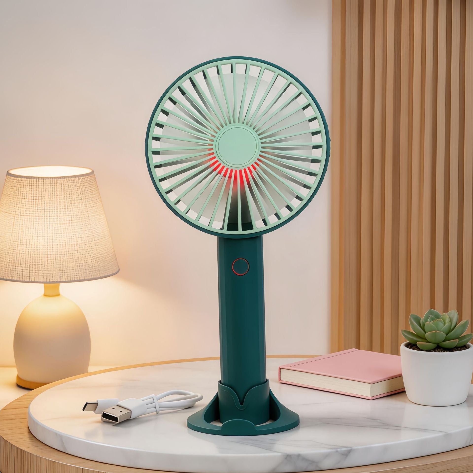 Portable Table Fan Battery Operated Compact Cordless with Multiple Speeds and LED Display