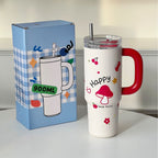 Women's Insulated Stainless Steel Cup With Straw Spill-Resistant Travel Tumbler