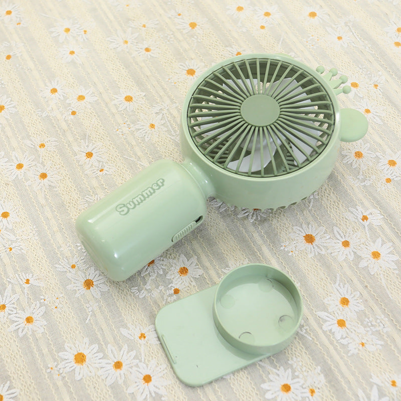 Portable USB Mini Fan with Folding Stand and LED Night Light Quiet Desk Fan