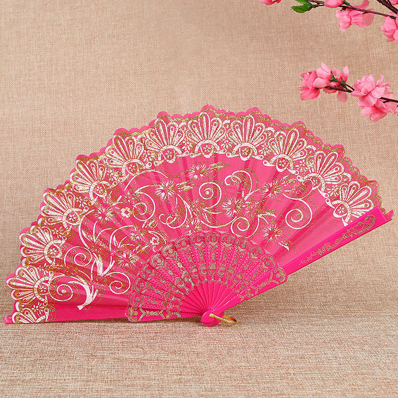 Ladies Decorative Handcrafted Fan with Intricate Patterns and Vibrant Colors