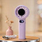 Portable Mini Fan with Digital Speed Display USB Rechargeable Handheld Table Fan