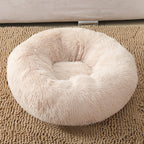 Pet Bed Soft Plush Round Shape Non-Slip Bottom for Cats and Small Dogs