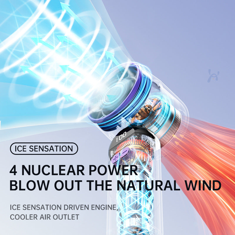 Women's Portable Turbo Cooling Fan with LED Display and Noise Reduction