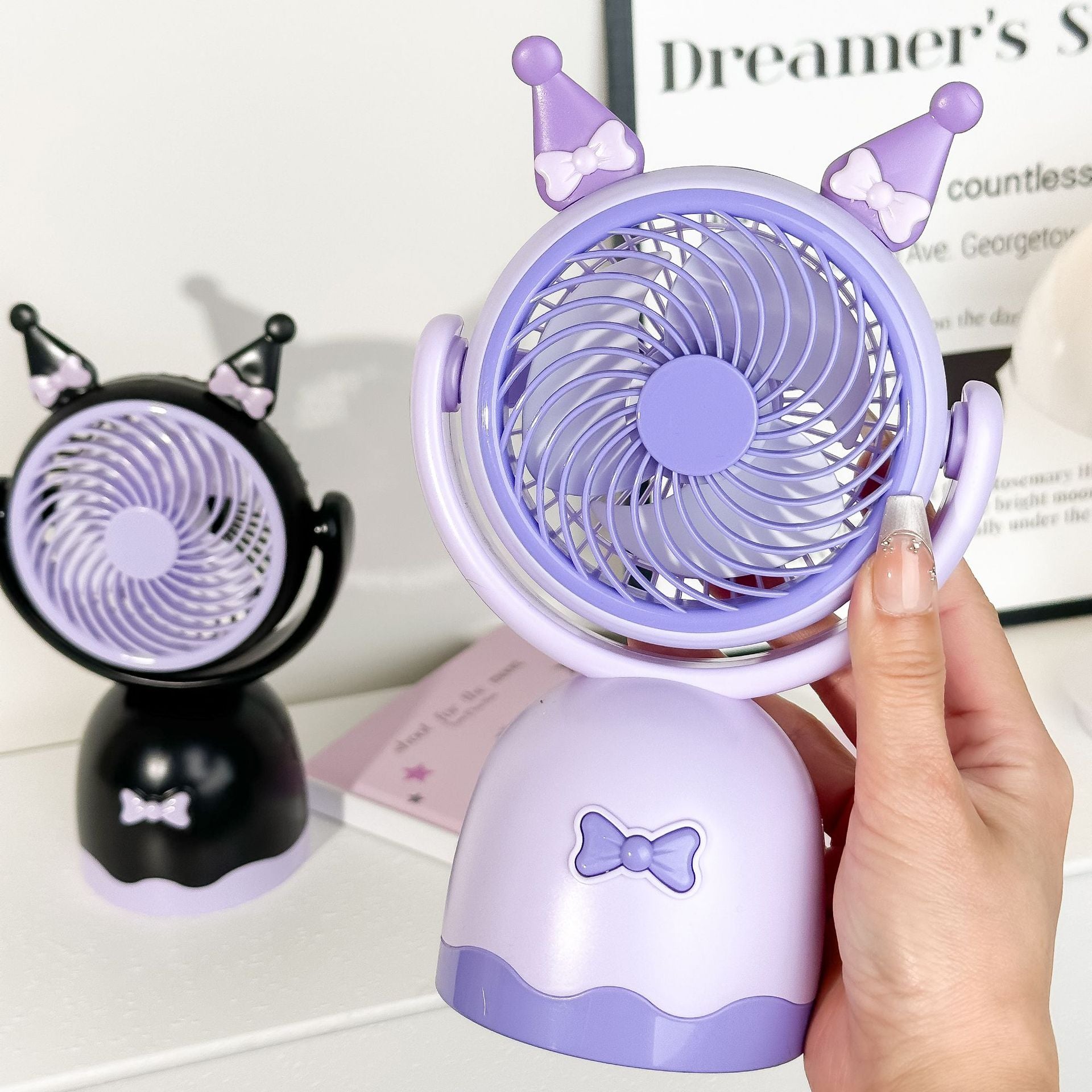 Portable Mini Handheld Fan with Playful Cat Design Lightweight Rechargeable Personal Cooling Fan