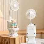Ladies Portable USB Rechargeable Hand Fan with Cute Plush Bear Design Quiet Operation