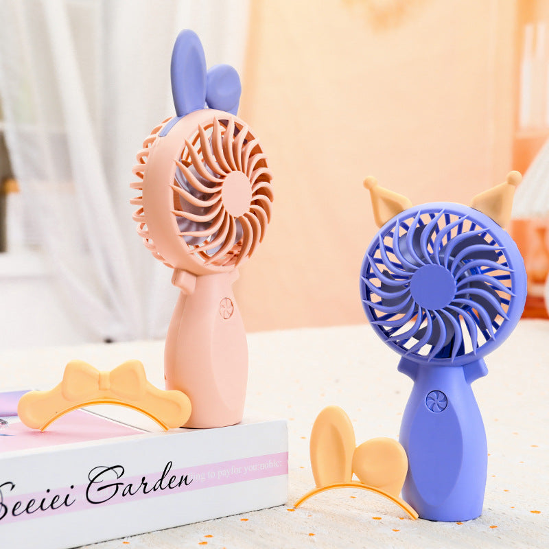 Women’s Portable Hand Fan Lightweight Compact Design with Bow Accent Battery Operated