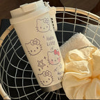 Insulated Ladies Drinking Cup with Hello Kitty Design BPA-Free Flip-Top Lid Ergonomic Handle