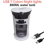 USB Humidifying Tower Fan Compact Air Circulation with LED Display Portable Quiet