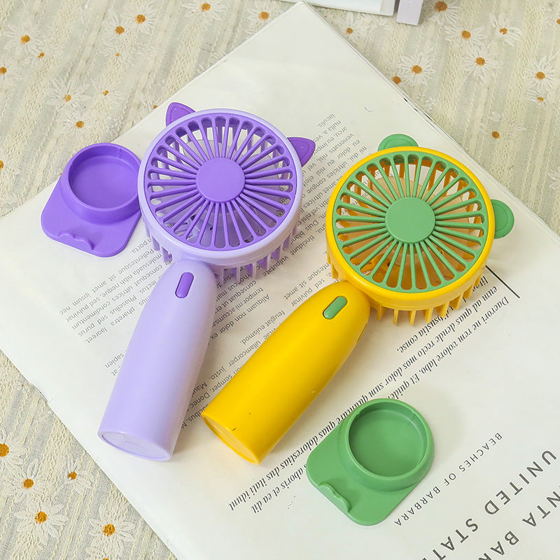 Portable Mini Handheld Fan for Women USB Rechargeable Quiet Operation Cute Cat Ears Design