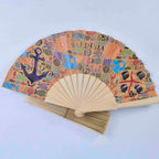 Ladies Handcrafted Wooden Fan Portuguese Motifs Stylish Accessory