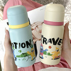Women’s Stainless Steel Insulated Water Bottle with Colorful Animal Design Spill-Proof Lid