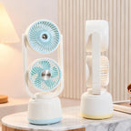 Portable Double Fan USB Rechargeable Quiet Motor Tiltable Heads Unisex