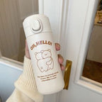 Women's Insulated Water Bottle BPA-Free Plastic Flip Lid Cute Animal Design Spill-Proof