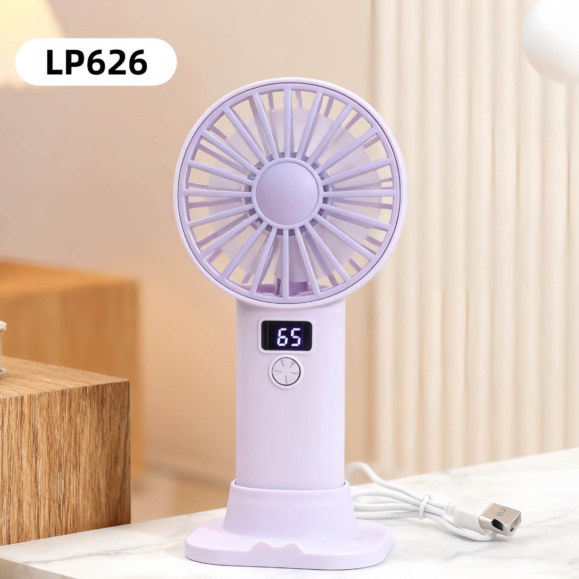 Portable USB Fan with Variable Speed Control Digital Display Compact Quiet Operation