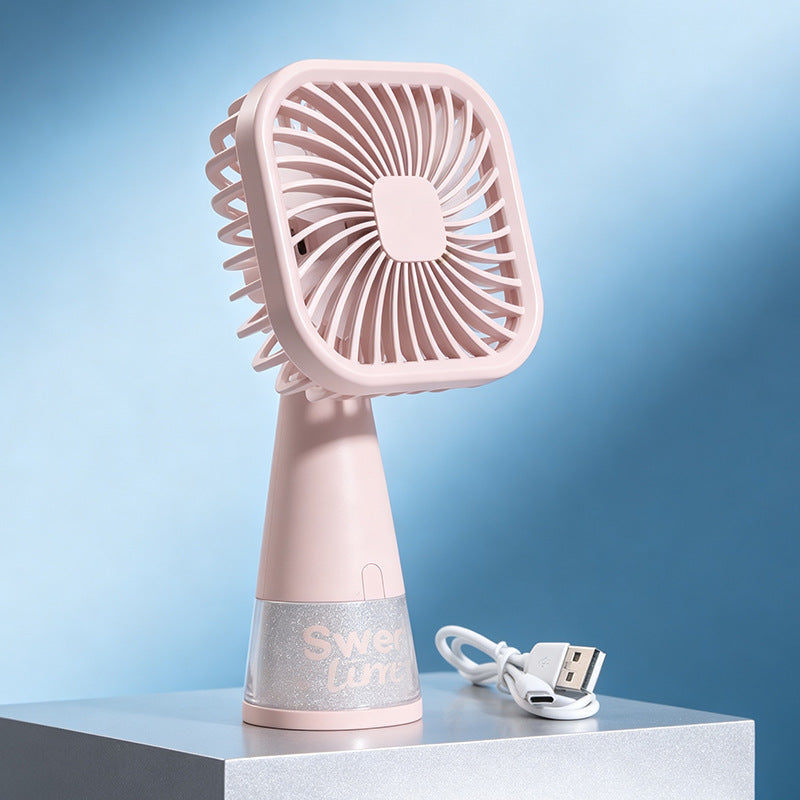 USB Rechargeable Mini Handheld Fan with Adjustable Tilt Head and Removable Stand