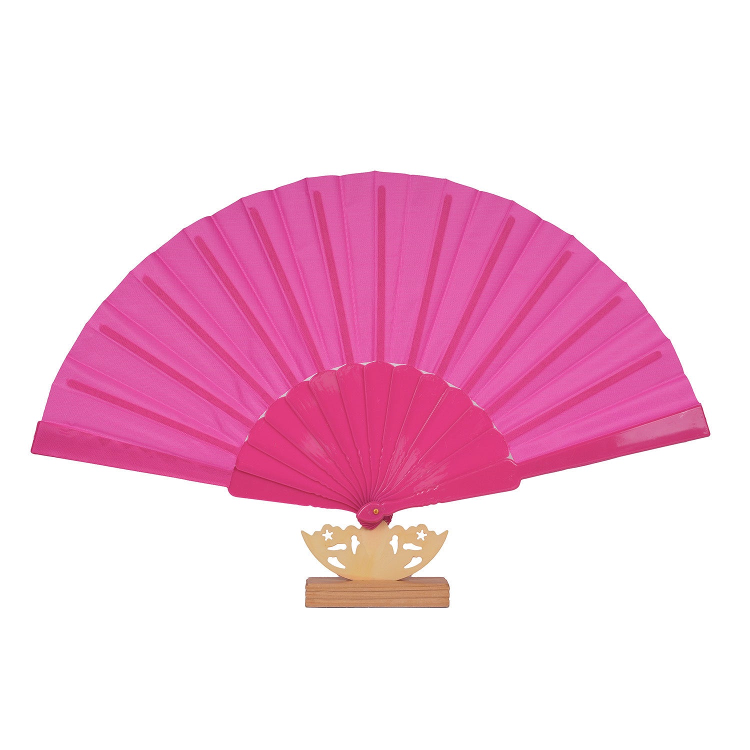 Women's Hand Fan with Filigree Wooden Handle Elegant Paper Folding Fan