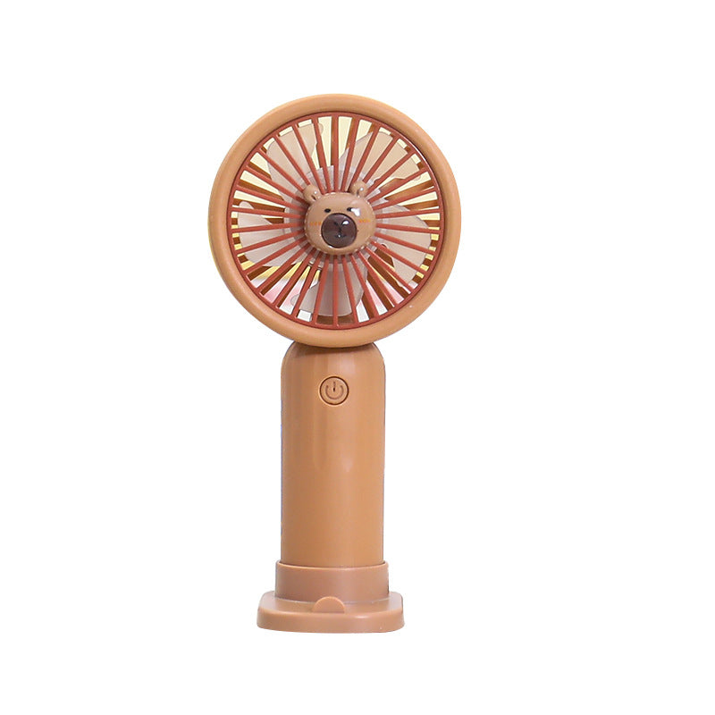 Portable Rechargeable Handheld Fan with Stand and Bear Design Quiet Operation