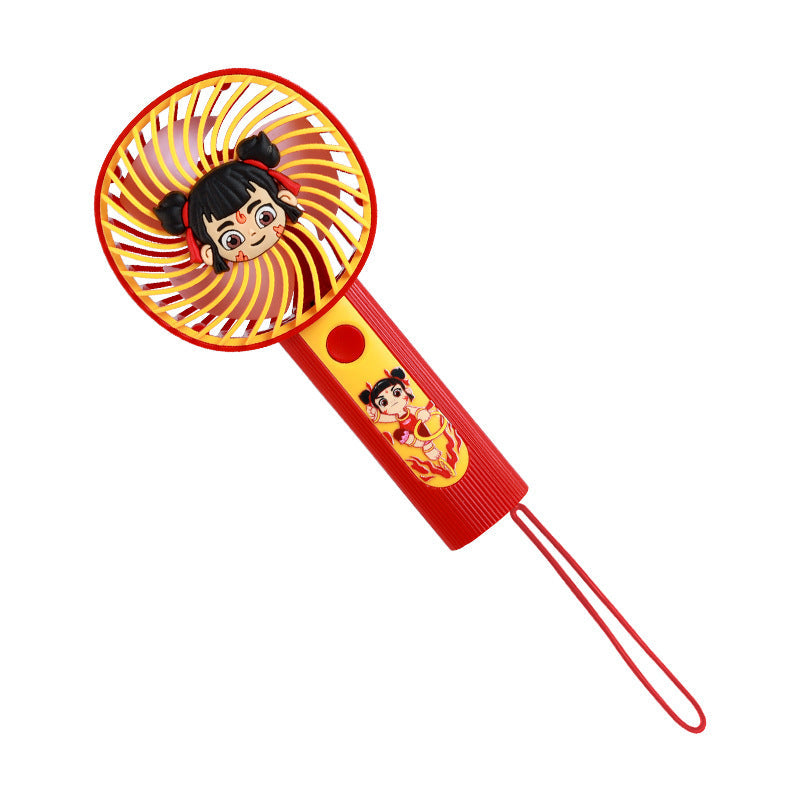 Women Portable Hand Fan USB Rechargeable Quiet Cooling Fan with Fun Character Design
