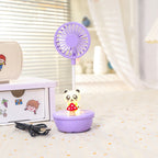 USB Desk Fan with Colorful LED Light Portable Quiet Table Fan for Women Adjustable Tilt